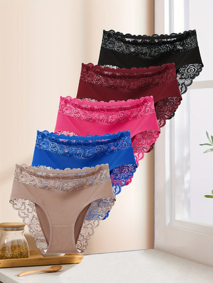Women's Bikini Briefs - Breathable Floral Lace – view 12