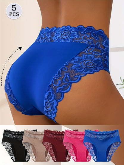 Women's Bikini Briefs - Breathable Floral Lace – view 13