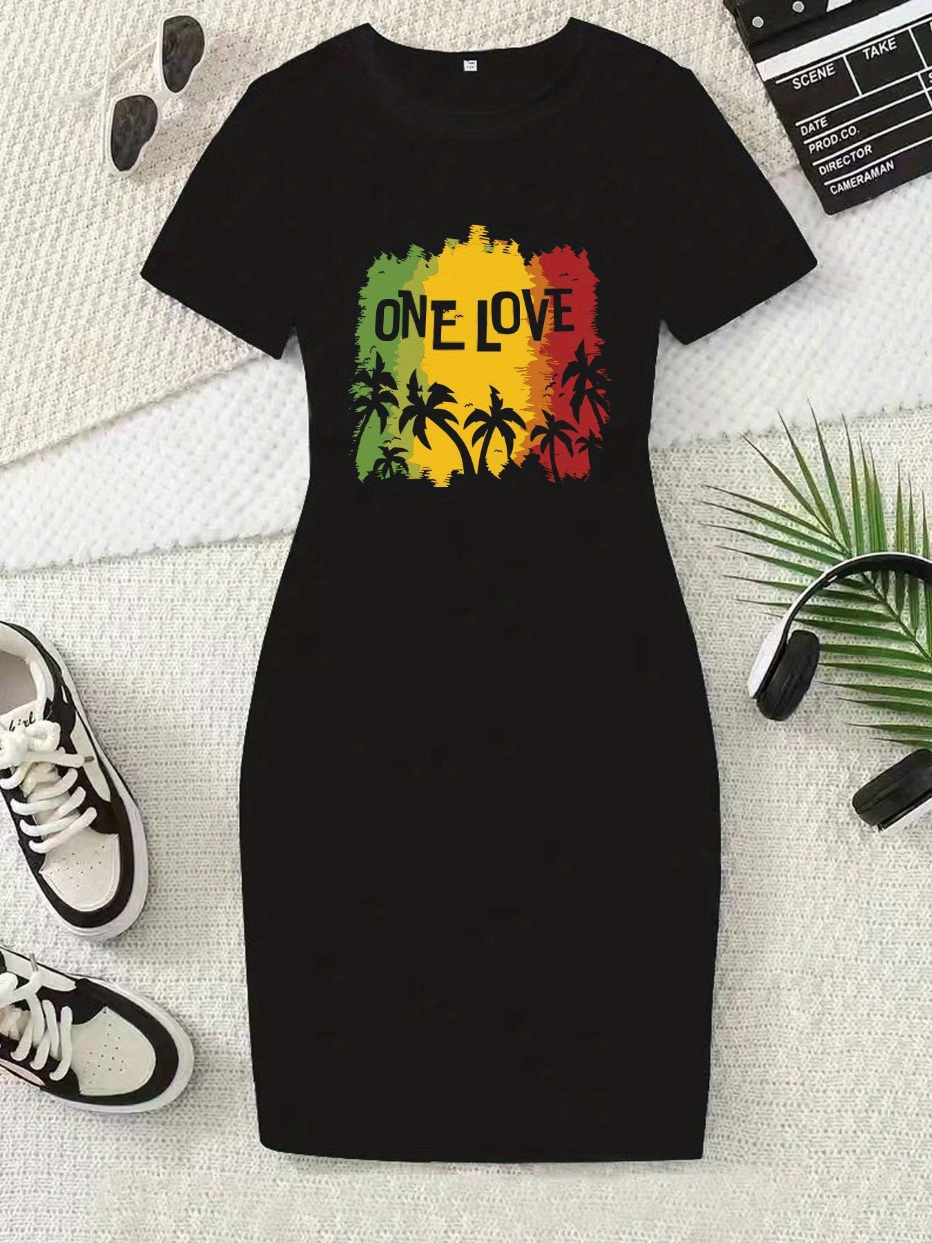Women's Black Geometric Casual Dress - Pocket – Black option – main product image