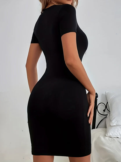 Women's Black Geometric Casual Dress - Pocket detail view