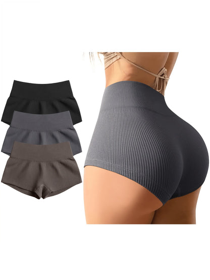 Women's Black Gray Purple Knit High-Waist Shorts – view 8