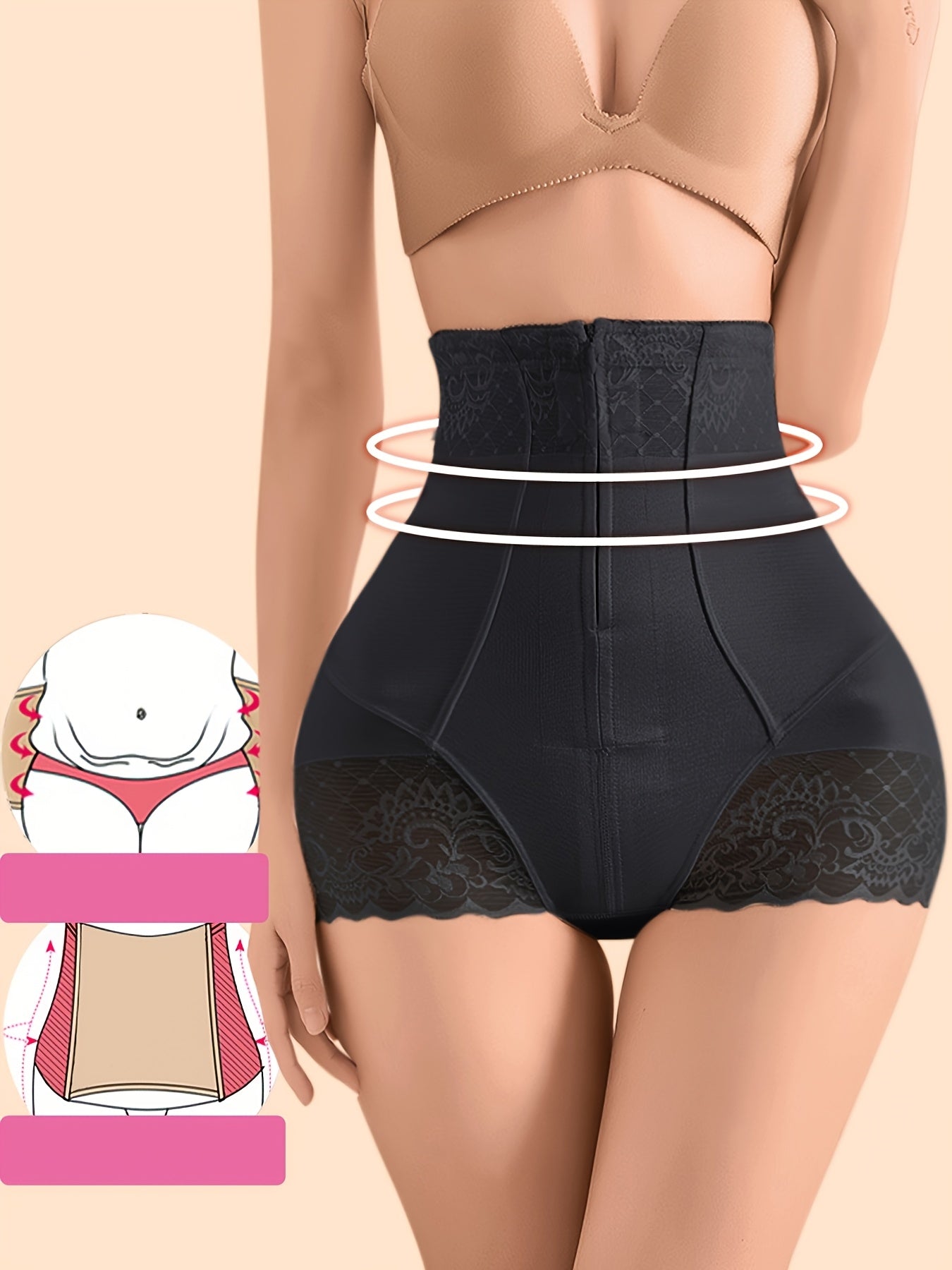 Women's Black Lace High-Waist Belted Shorts – view 10