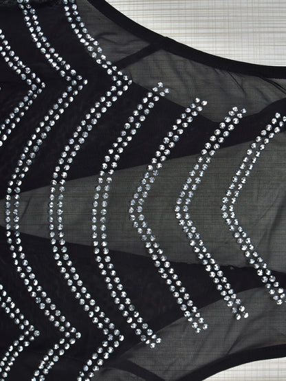 Women's Black Maxi Casual Dress - Sleeveless detail view