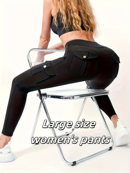 Women's Black Polyester High-Waist Leggings – Black option – main product image