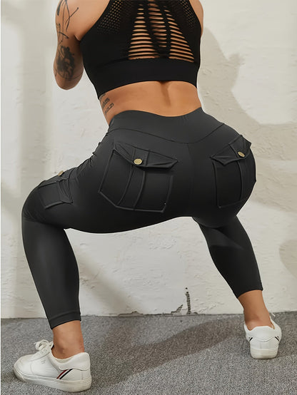 Women's Black Polyester High-Waist Leggings – Black option – view 2
