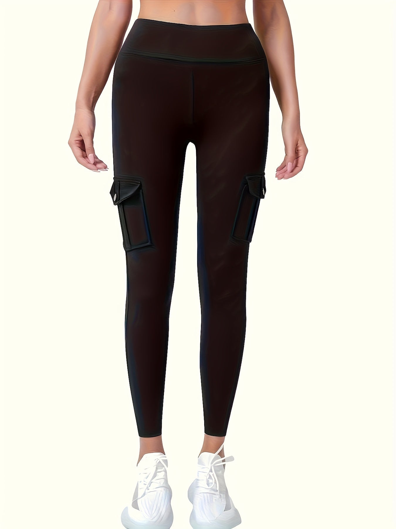 Women's Black Polyester High-Waist Leggings – Black option – view 6