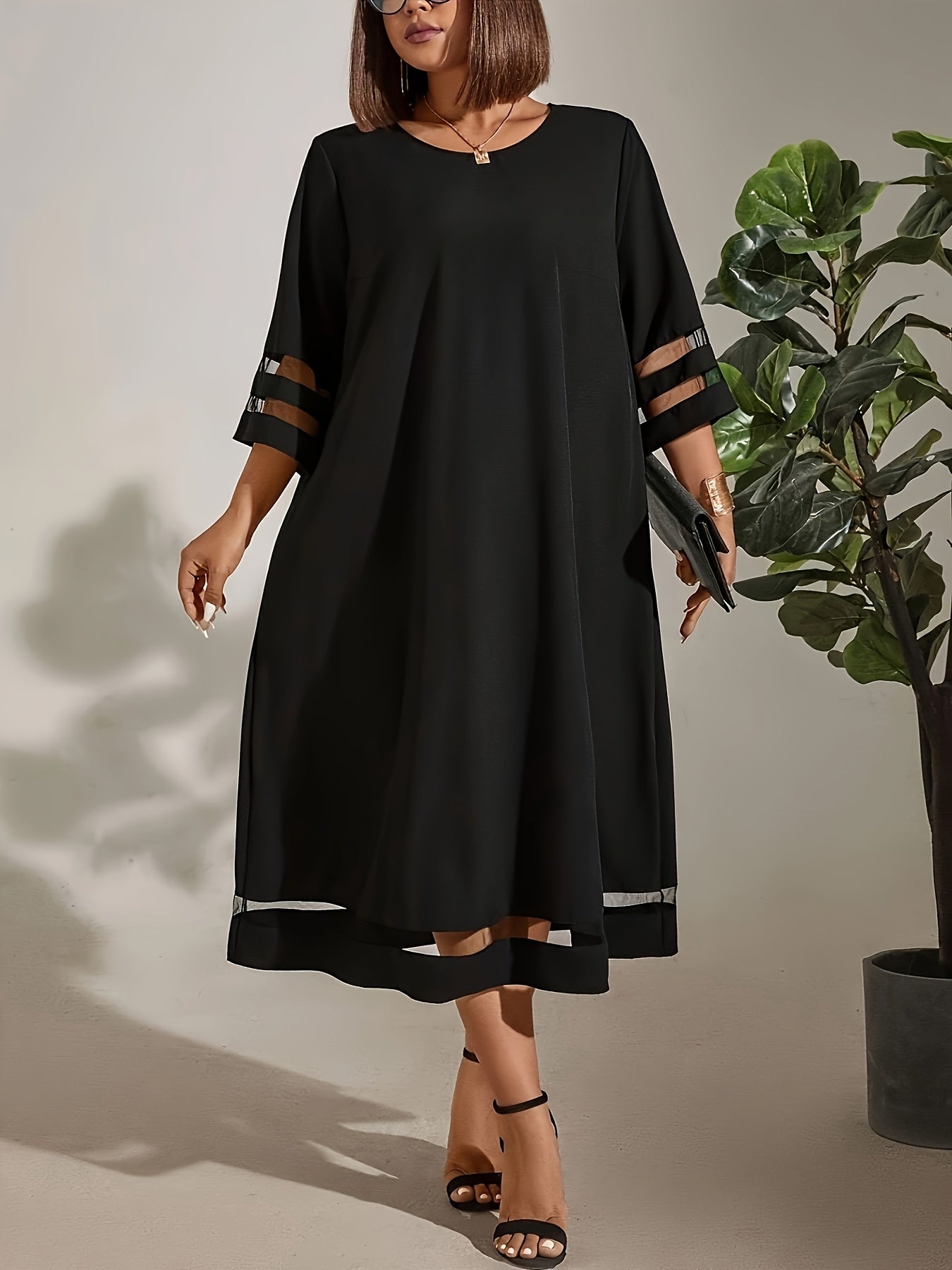 Women's Black Solid Casual Dress detail view