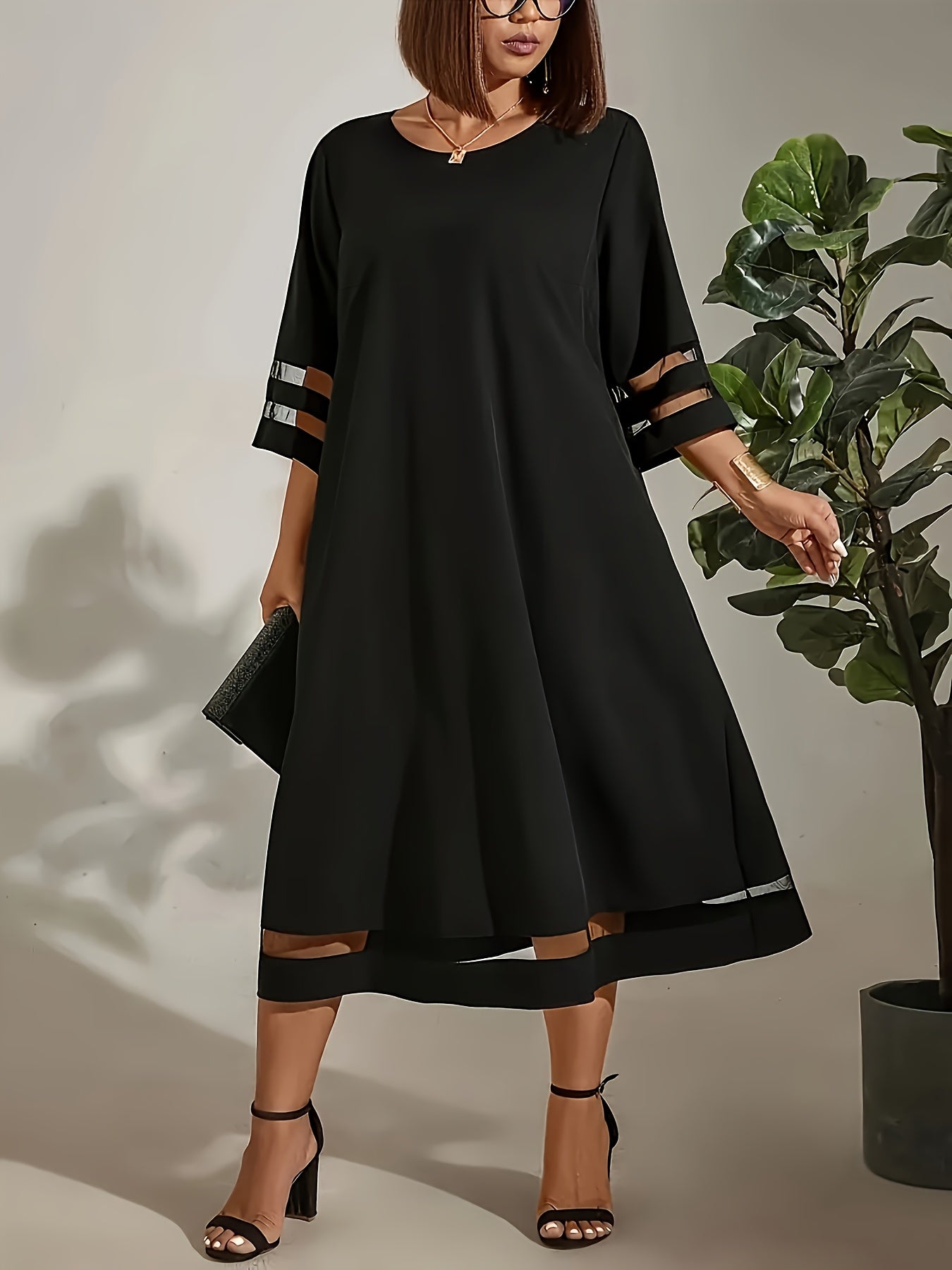 Women's Black Solid Casual Dress detail view
