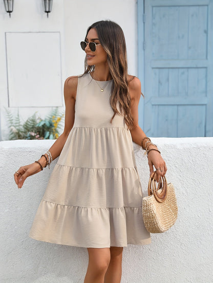 Women's Black Solid Casual Dress - Sleeveless detail view