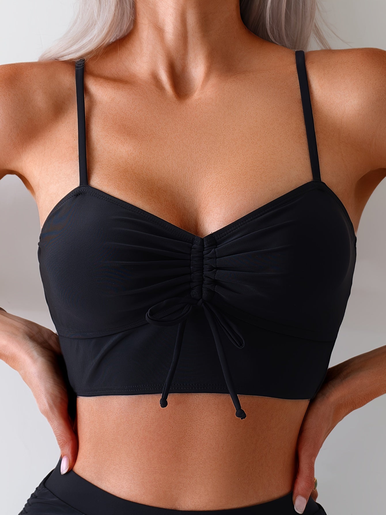 Women's Black Stretch One-Piece Swimsuit - Polyamide Blend Swim Style detail view