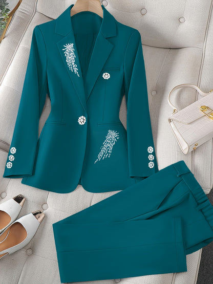 Women's Blazer Pantsuit Set - Business Button Detail Style 80 – Pink option – view 5