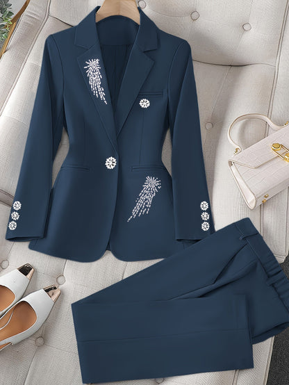Women's Blazer Pantsuit Set - Business Button Detail Style 80 – Pink option – view 6