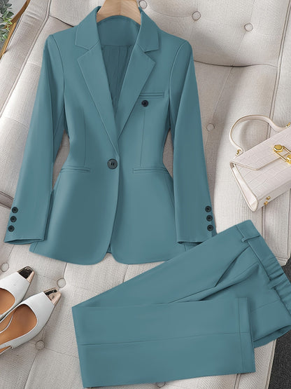 Women's Blazer Pantsuit Set - Business Button Detail Style 85 detail view
