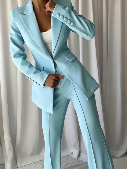 Women's Blazer Pantsuit Set - Business Matching Style 74 – Blue option – main product image