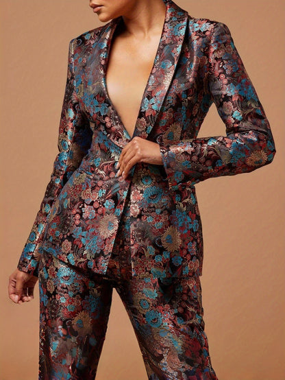 Women's Blazer Pantsuit Set - Business Printed Style 75 detail view