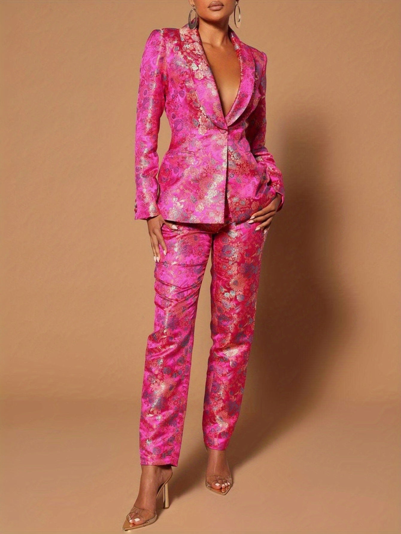 Women's Blazer Pantsuit Set - Business Printed Style 75 detail view