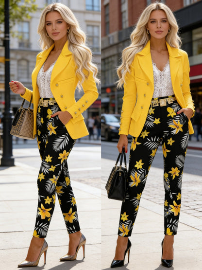 Women's Blazer Pantsuit Set - Business Printed Style 77 detail view
