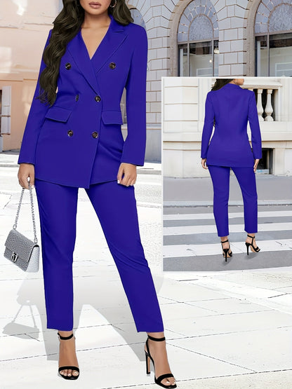 Women's Blazer Pantsuit Set - Button Detail Workwear Look 0069 detail view