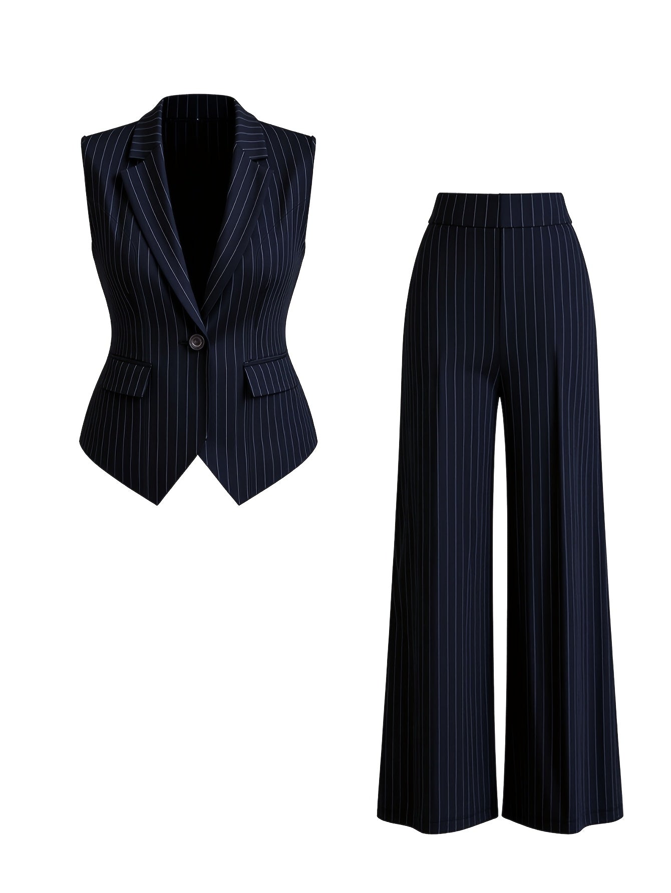 Women's Blazer Pantsuit Set - Printed Business Matching Look – Black option – main product image