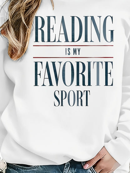 Women's Book Lover Sweatshirt - Reading Is My Favorite Graphic detail view