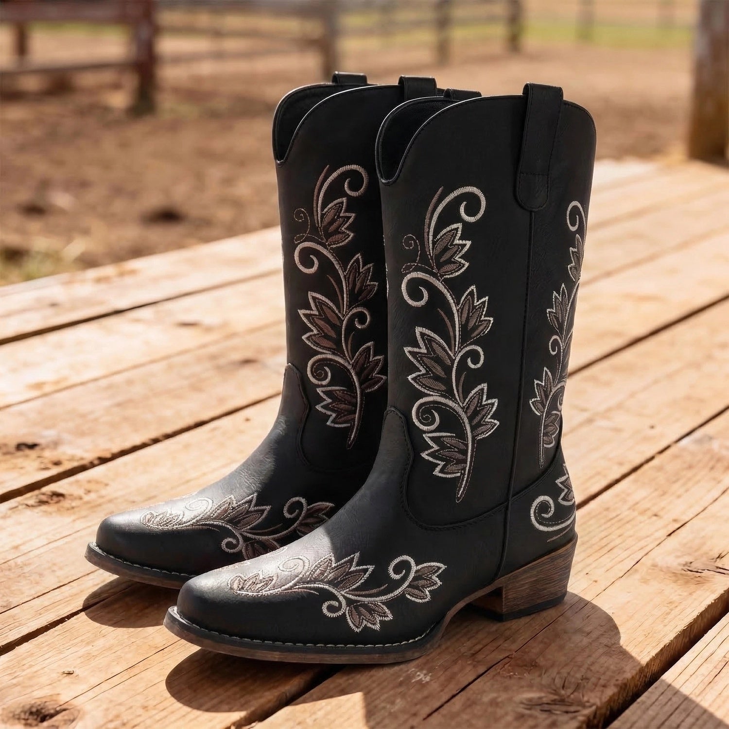 Women's Boots – Comfort Fit for Everyday Wear – Black / Light Brown-1 – Black option – view 3