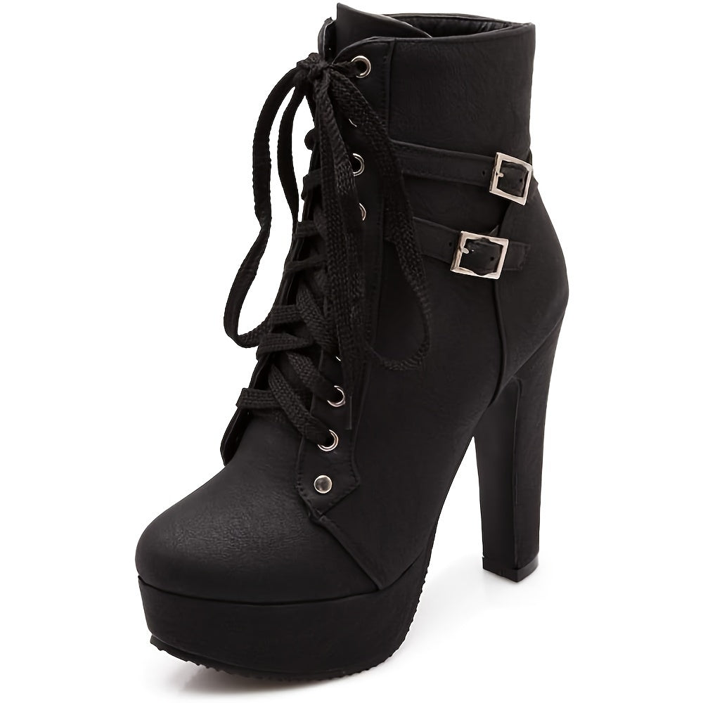 Women's Boots – Lace-Up Platform for Everyday Wear – Black option – main product image