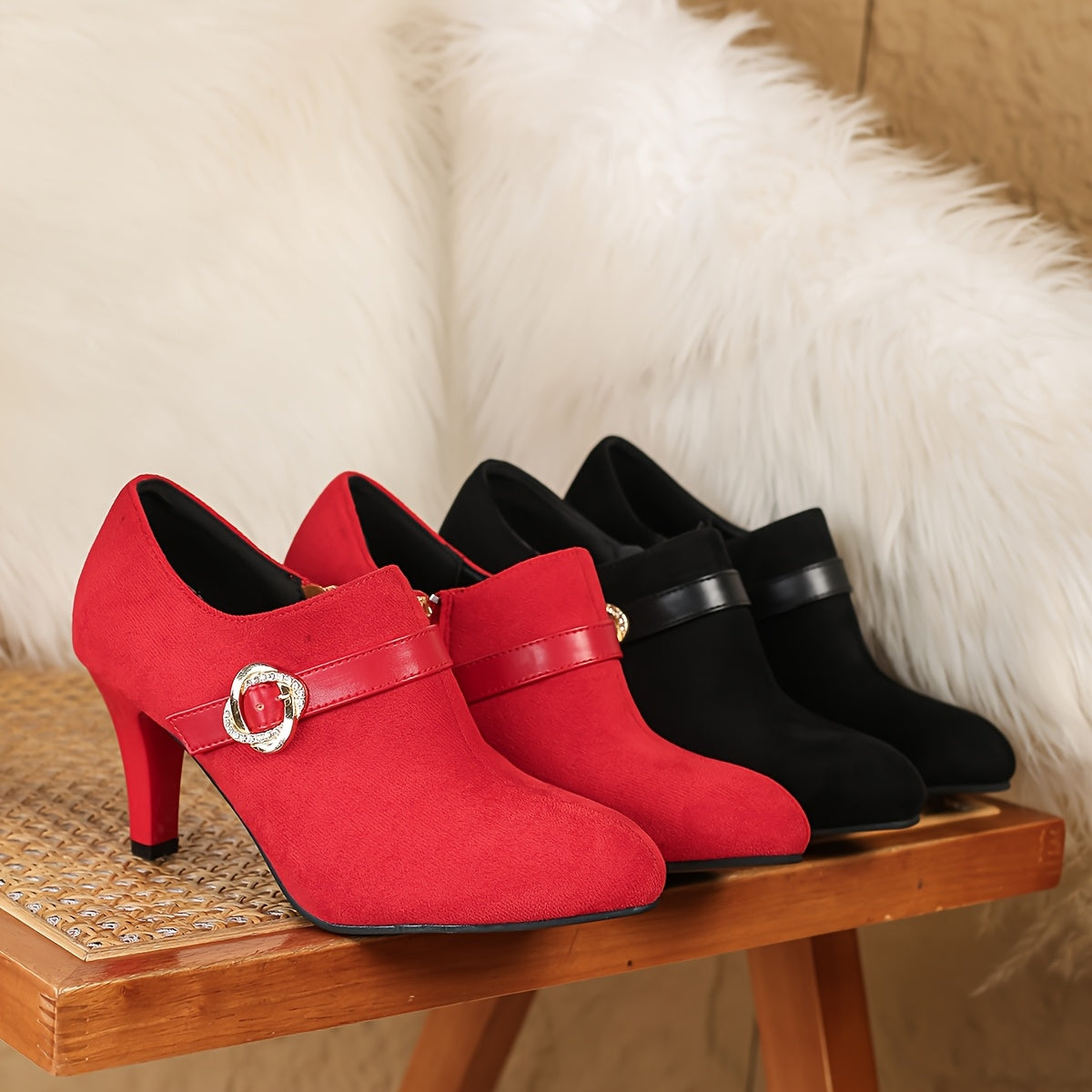 Women's Boots – Slip-On for Everyday Wear – Black / Red – view 2
