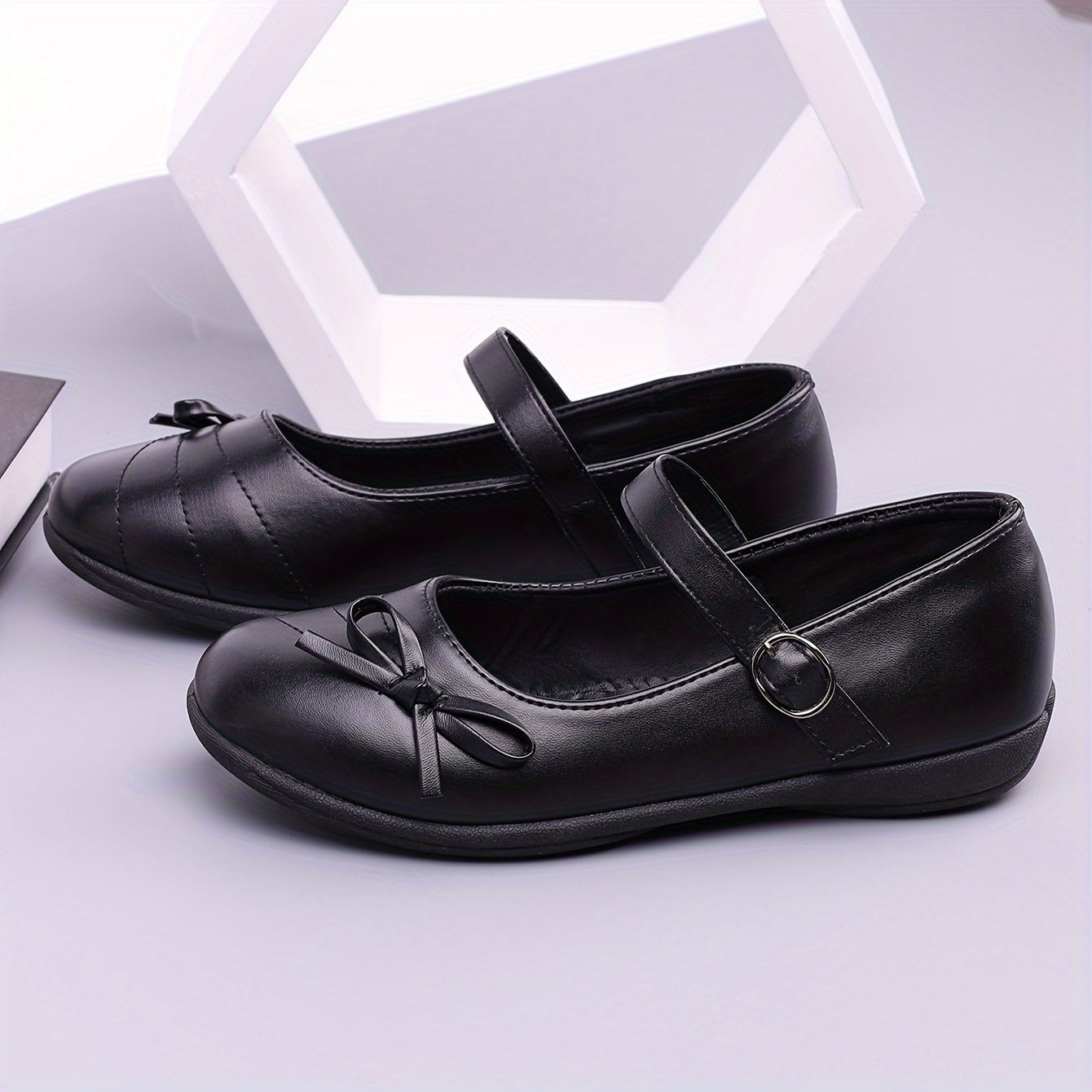 Women's Bow Mary Jane Flat Shoes - Shallow-Mouth Casual – view 2