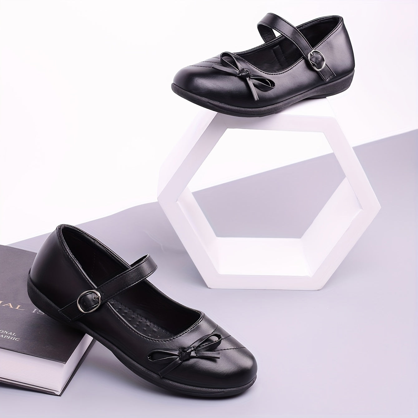 Women's Bow Mary Jane Flat Shoes - Shallow-Mouth Casual – view 4