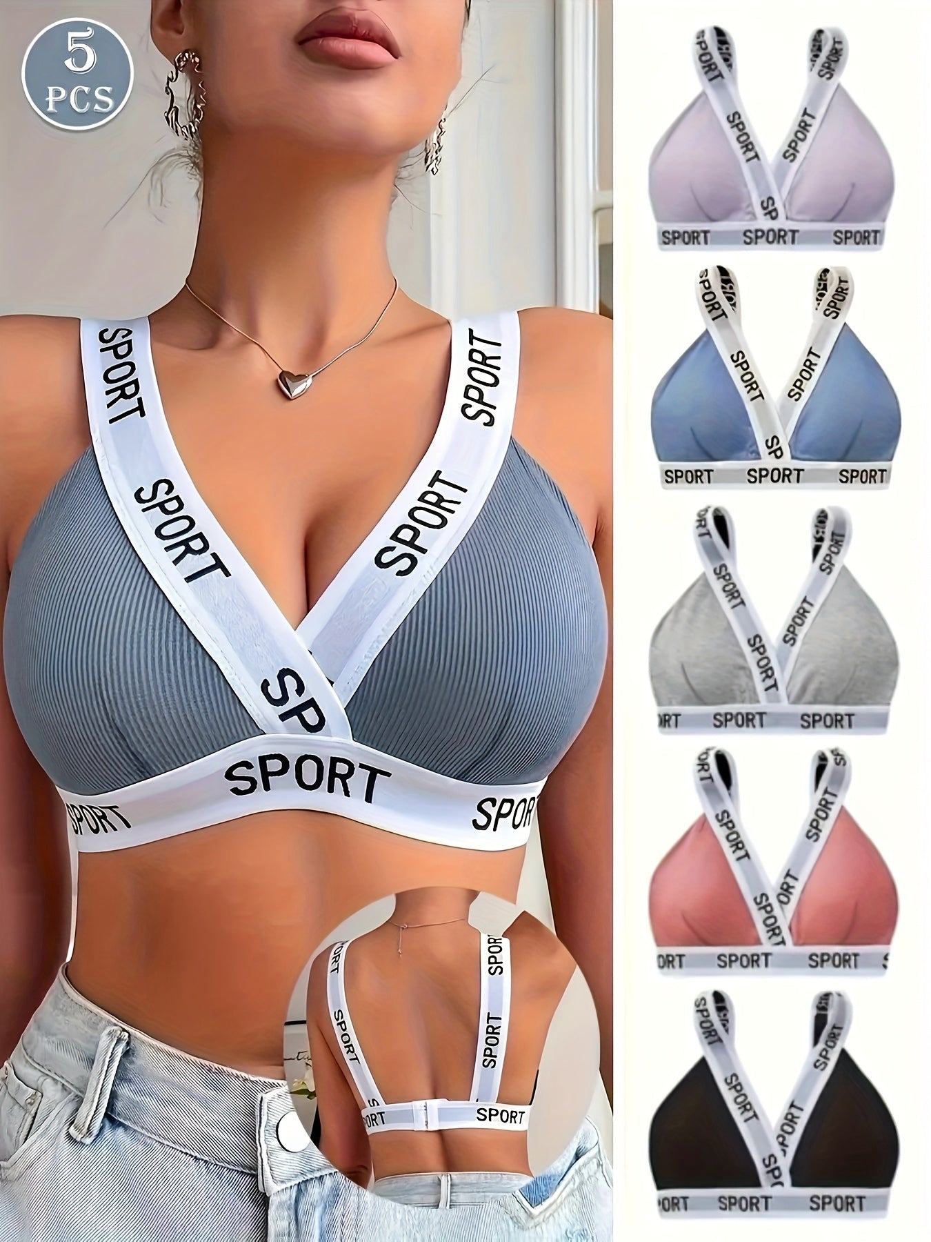 Women's Bra and Panty Lingerie Set - Breathable Sport-Inspired Style – Purple option – view 2