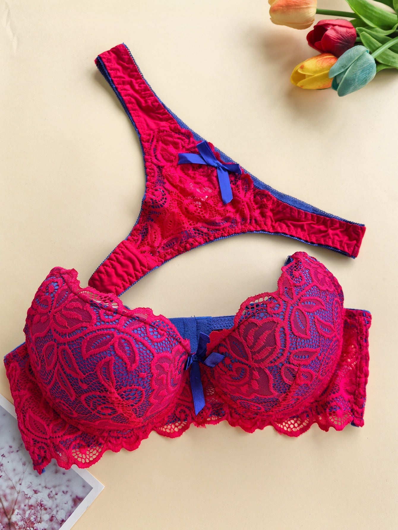 Women's Bra and Panty Lingerie Set - Floral Lace Coordinated – Sizes S–XXL – view 2