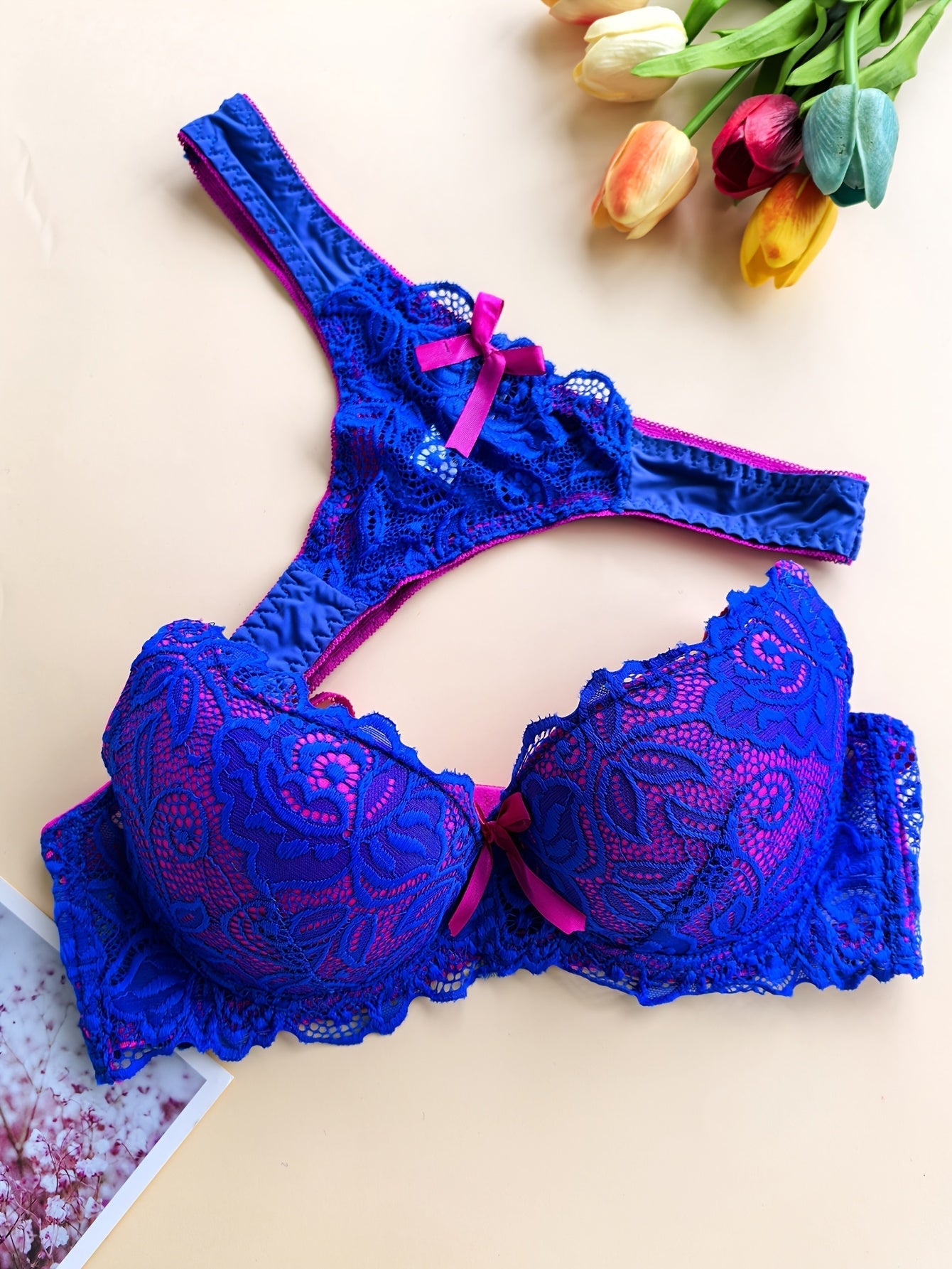 Women's Bra and Panty Lingerie Set - Floral Lace Coordinated – Sizes S–XXL – view 4