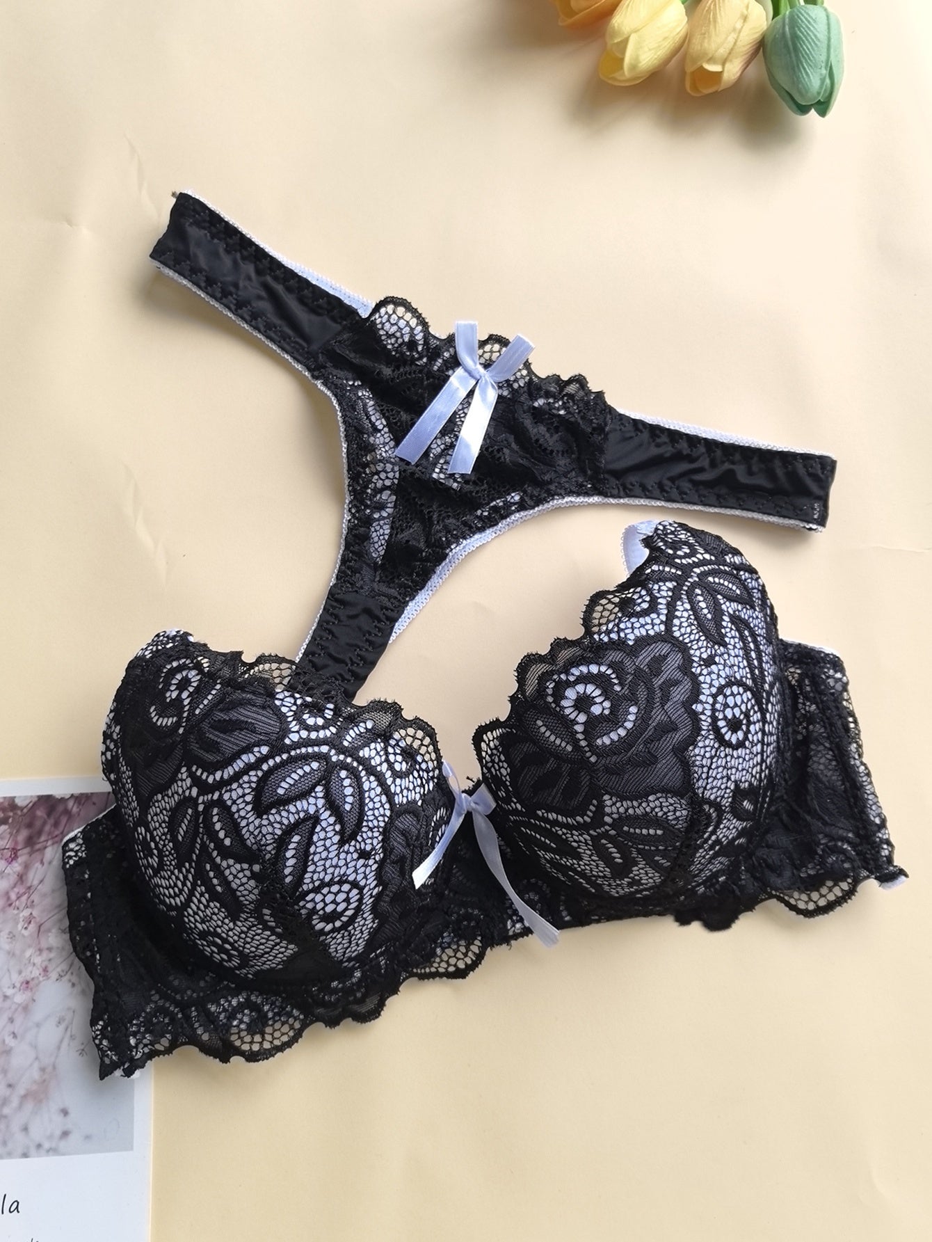 Women's Bra and Panty Lingerie Set - Floral Lace Coordinated – Sizes S–XXL – view 10