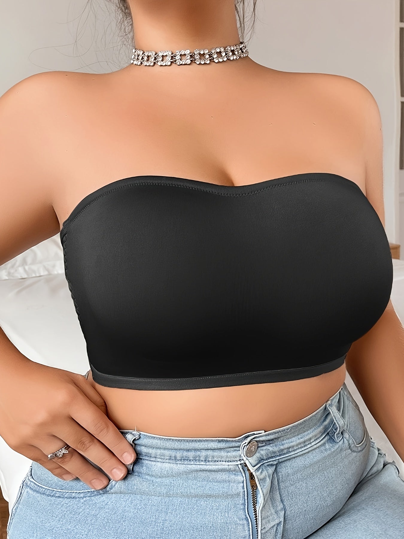 Women’s Bra - Breathable Daily Comfort – White / Black – White option – view 2