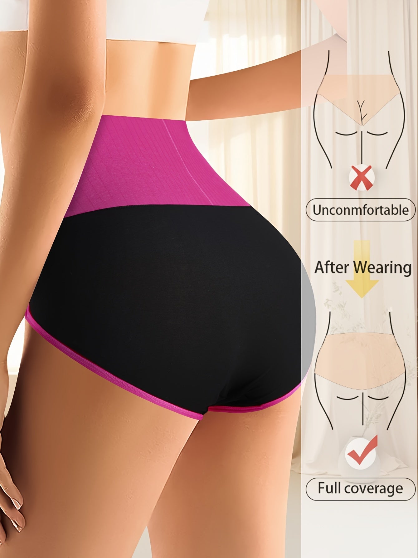 Women's Briefs – Women's Mixed colors High-Waist Striped Underwear – view 2