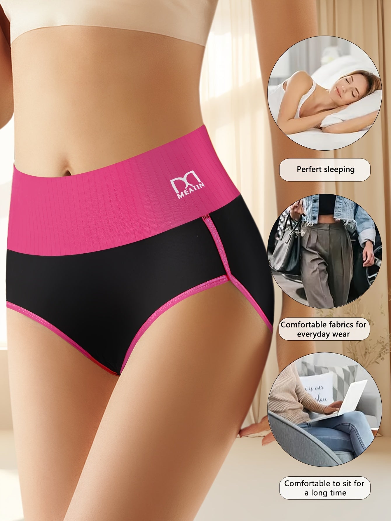 Women's Briefs – Women's Mixed colors High-Waist Striped Underwear – view 10