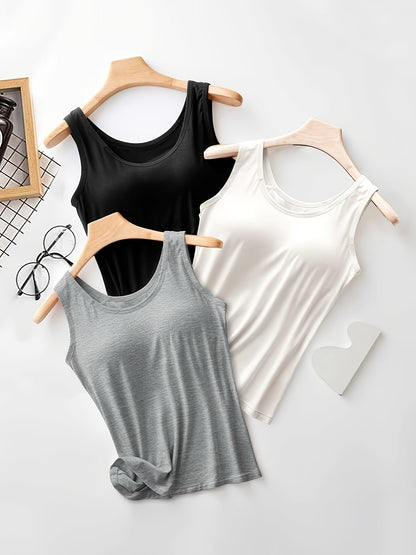 Women's Built-In Bra Camisoles - 3-Pack Wire-Free Padded – main product image