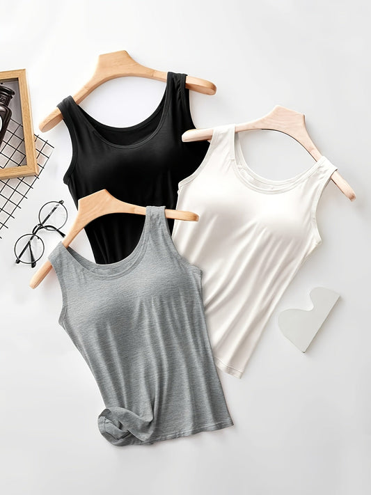 Women's Built-In Bra Camisoles - 3-Pack Wire-Free Padded – main product image