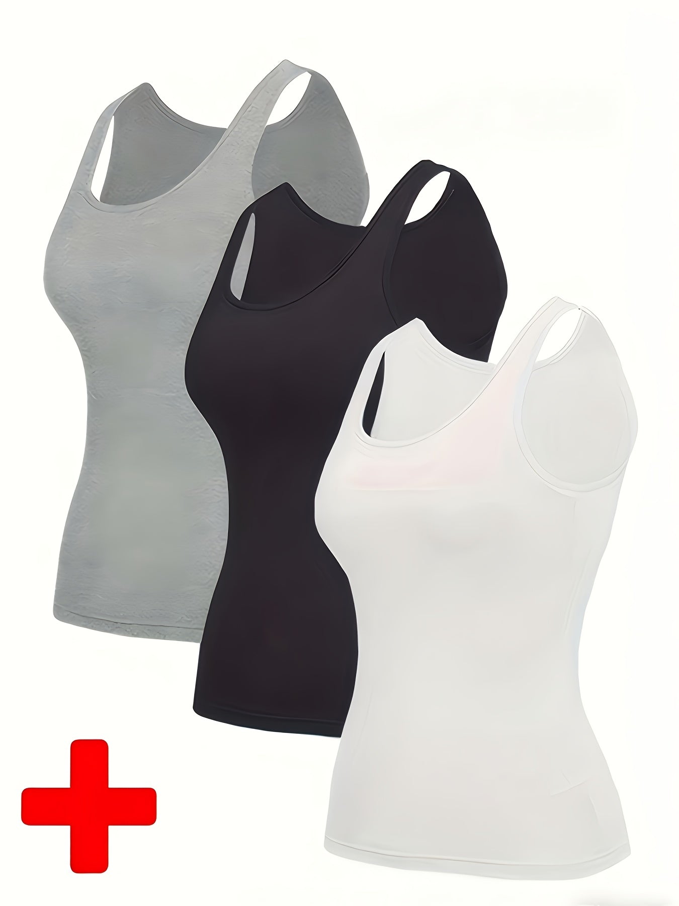 Women's Built-In Bra Camisoles - 3-Pack Wire-Free Padded – view 3