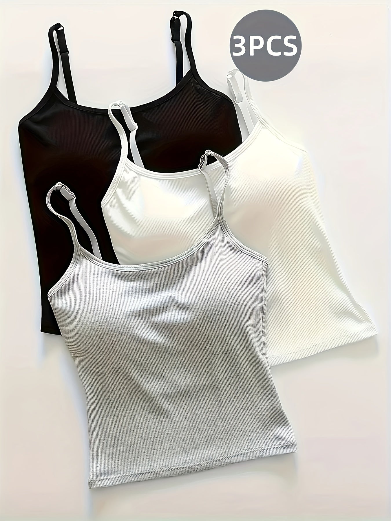 Women's Built-In Bra Sling Tops - 3-Pack Ribbed Casual – view 15