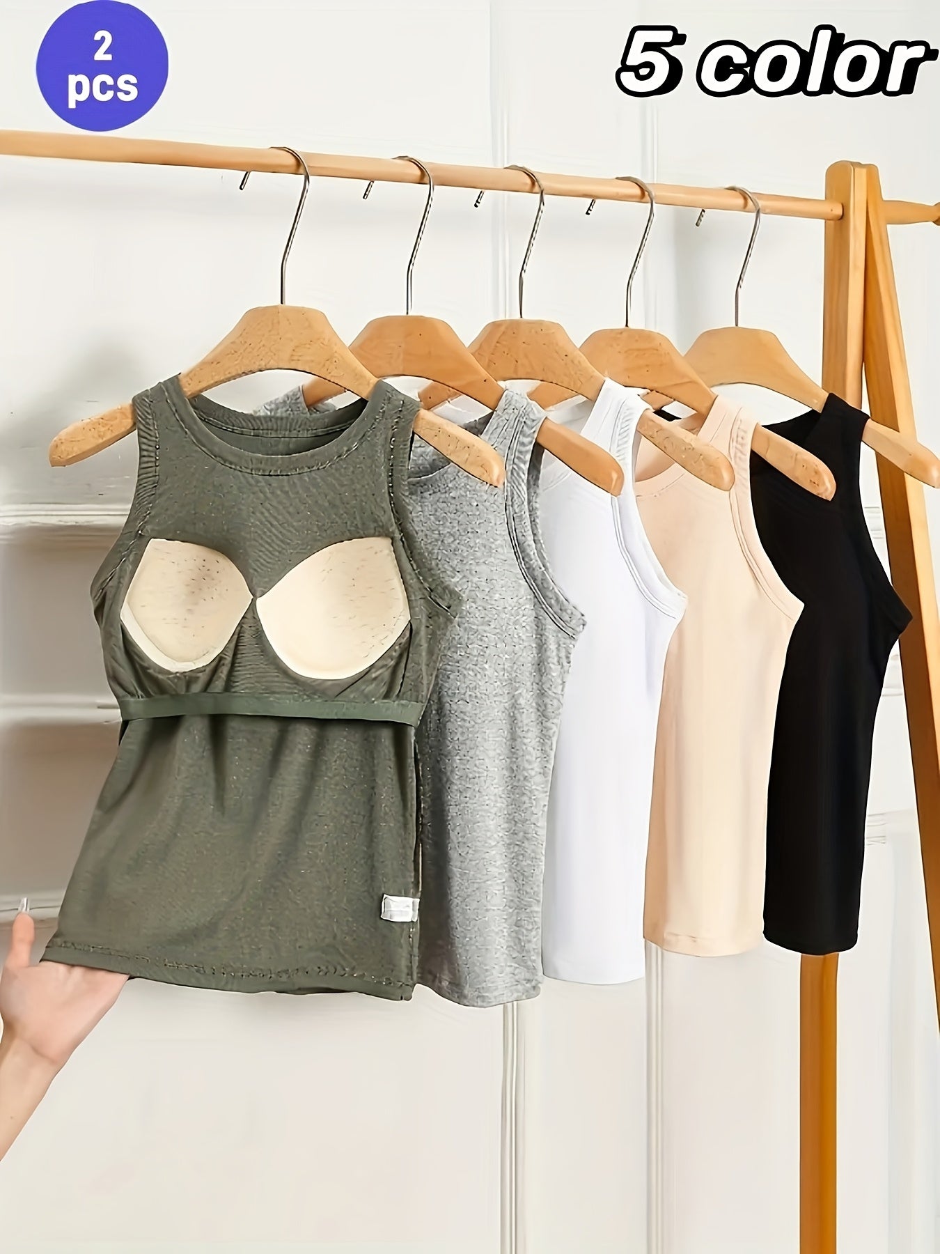 Women's Built-In Bra Tank Tops - 2-Pack Sleeveless Layering – view 6
