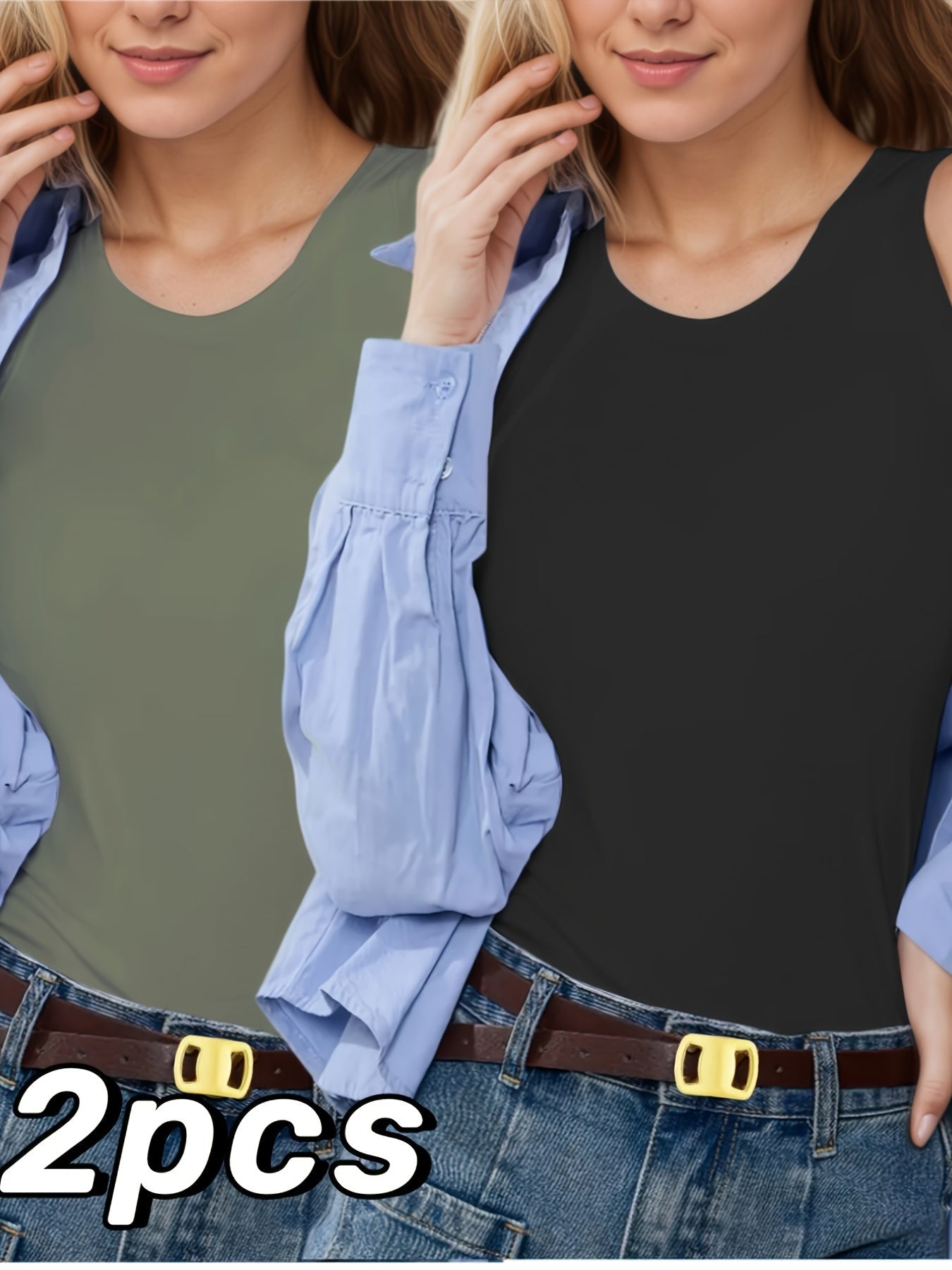 Women's Built-In Bra Tank Tops - 2-Pack Sleeveless Layering – view 14