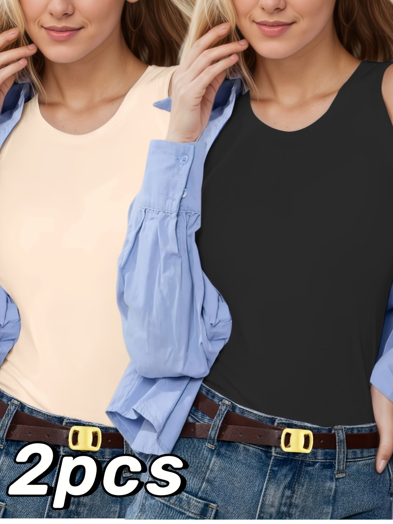 Women's Built-In Bra Tank Tops - 2-Pack Sleeveless Layering – view 15