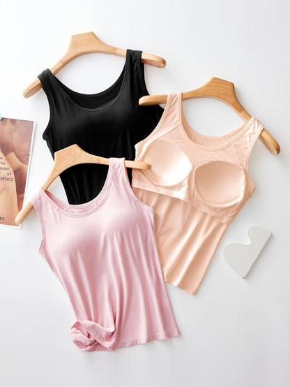 Women's Built-In Bra Tank Tops - 3-Pack Yoga Layering – view 2