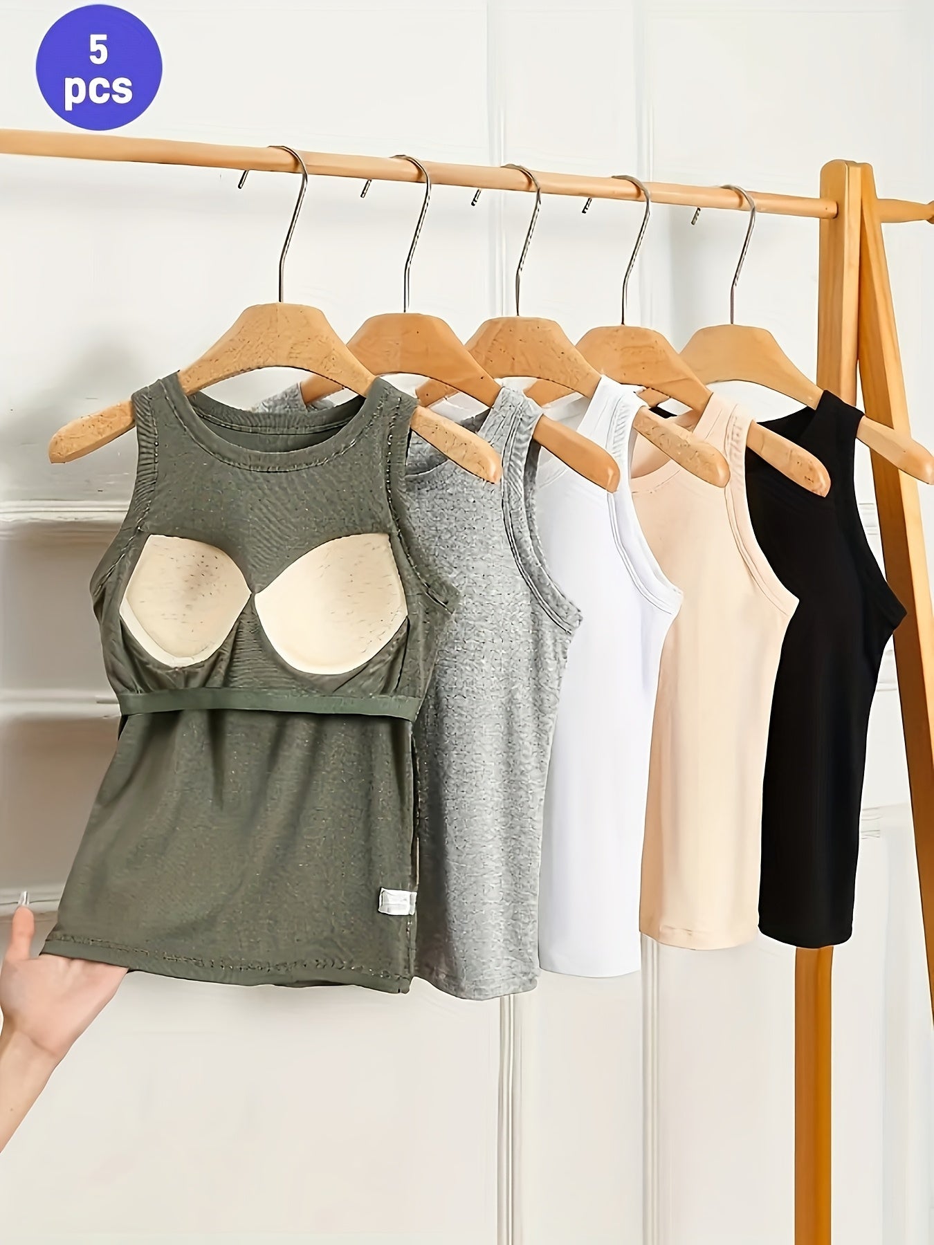 Women's Built-In Bra Tank Tops - 5-Pack Seamless Viscose – view 8