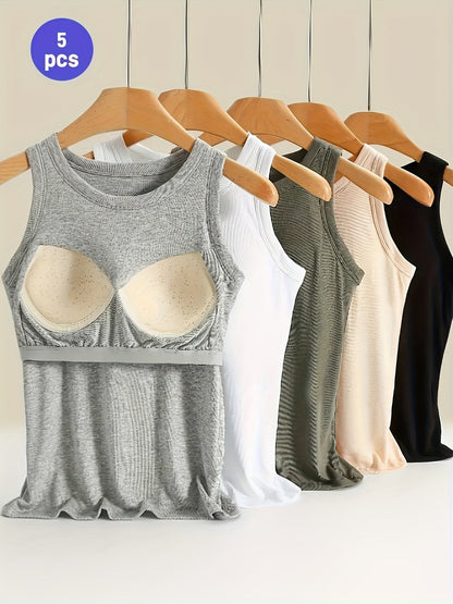 Women's Built-In Bra Tank Tops - 5-Pack Seamless Viscose – view 13