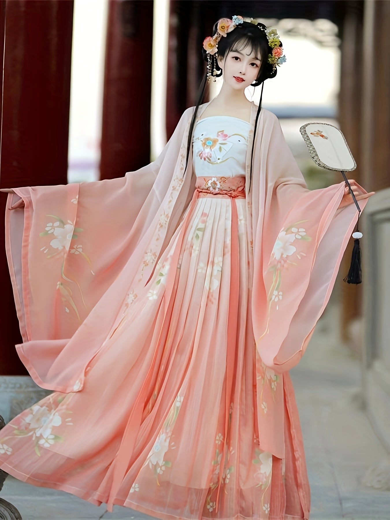 Women's Butterfly Embroidered Hanfu Outfit - Flowing Traditional detail view