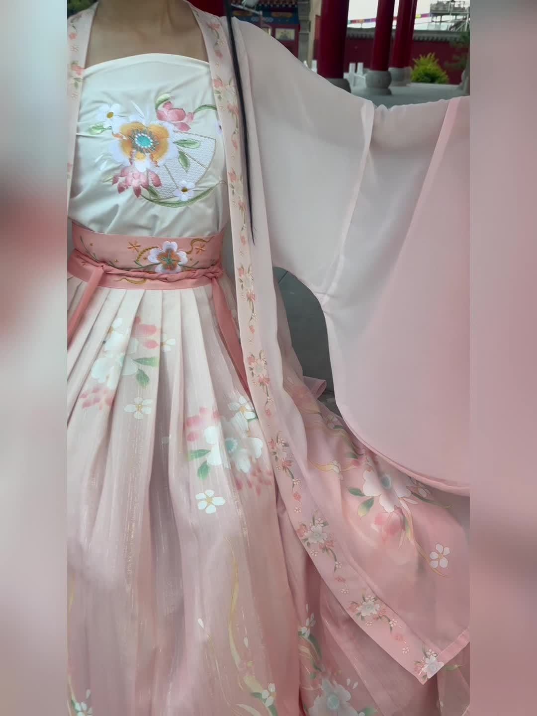 Women's Butterfly Embroidered Hanfu Outfit - Flowing Traditional detail view