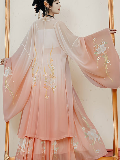 Women's Butterfly Embroidered Hanfu Outfit - Flowing Traditional detail view