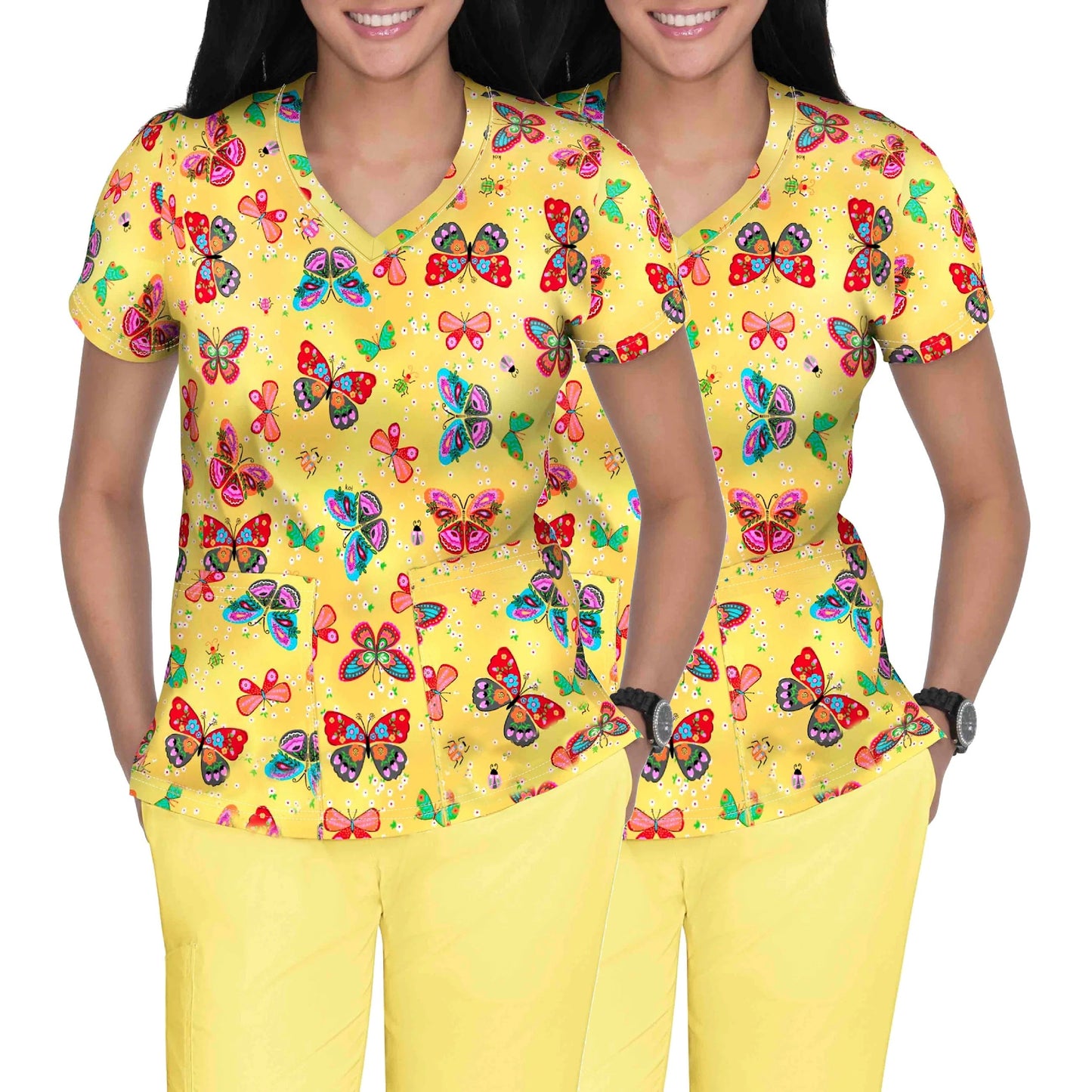 Women's Butterfly Graphic T-Shirt - 2-Pack V-Neck Short Sleeve – main product image